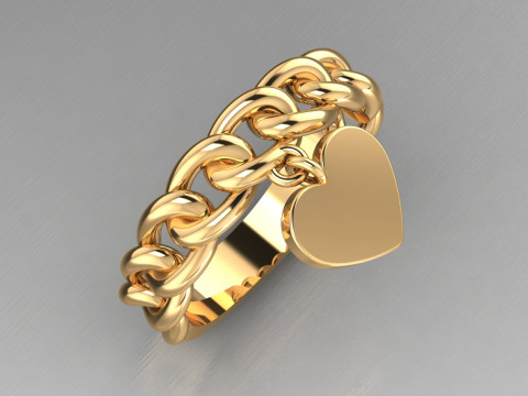 Jewelry chain link ring and heart - printable STL 3Dプリントモデル