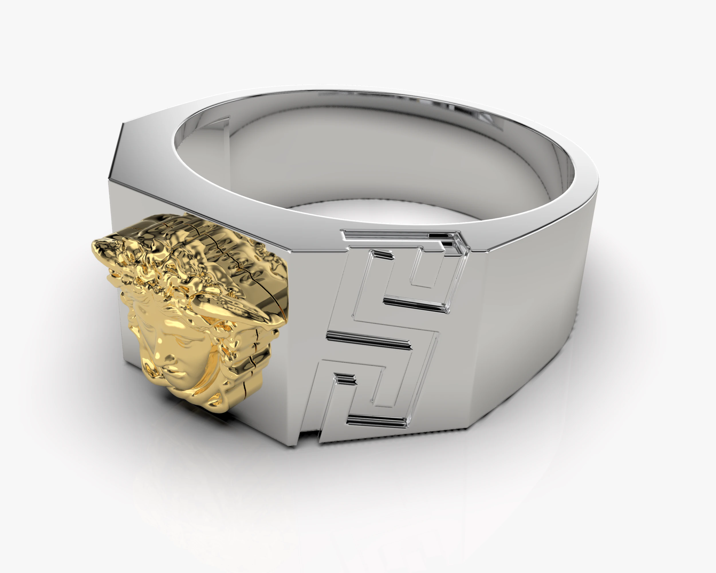 Jewelry Signet Ring Greek Medusa - Printed STL 3D Print Model .c4d .max .obj .3ds .fbx .stl .blend 
