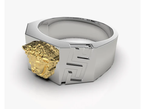 Sieraden Signet Ring Griekse Medusa - Gedrukte STL 3D printmodel
