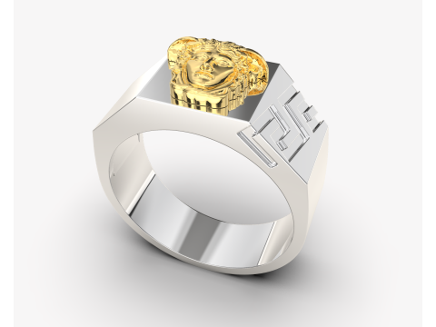 Jewelry Signet Ring Greek Medusa - Printed STL 3D Принт Модель