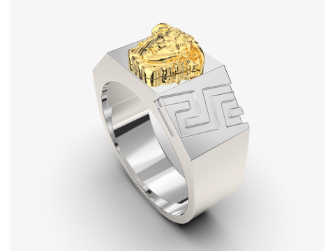 Jewelry Signet Ring Greek Medusa - Printed STL 3D Принт Модель