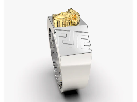 Jewelry Signet Ring Greek Medusa - Printed STL 3D Print Model