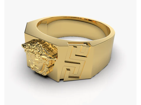 Jewelry Signet Ring Greek Medusa - Printed STL 3D Print Model