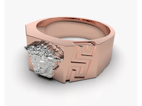 Jewelry Signet Ring Greek Medusa - Printed STL 3D Print Model