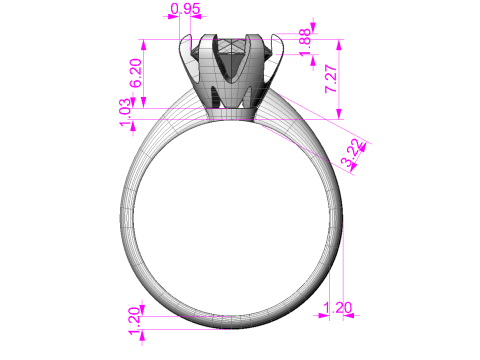 Engagement SOLITAIRE ring 2 colors Stone 75 mm printable STL Modelo de Impressão 3D