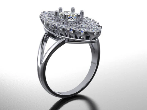 Set 6 sizes engagement ring - stone oval 8x6mm - Printable STL 3D Print Model