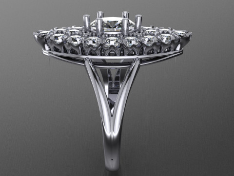 Set 6 sizes engagement ring - stone oval 8x6mm - Printable STL 3D-printmodel