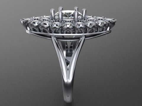 Set 6 sizes engagement ring - stone oval 8x6mm - Printable STL 3D Print Model