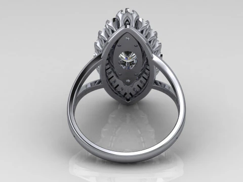 Set 6 sizes engagement ring - stone oval 8x6mm - Printable STL 3D Print Model