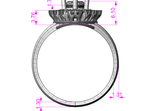 Set 6 sizes engagement ring - stone oval 8x6mm - Printable STL 3D-printmodel