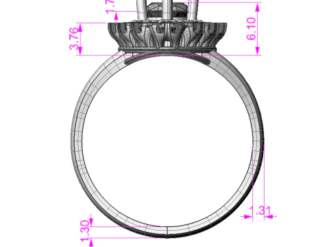 Set 6 sizes engagement ring - stone oval 8x6mm - Printable STL 3D Print Model