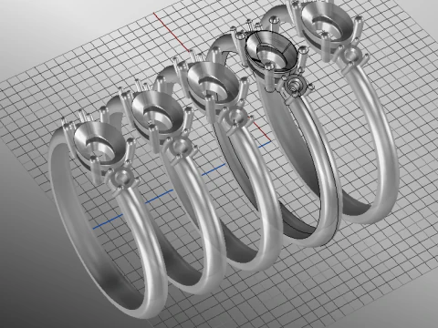 THREE STONES Engagement ring oval 035ct -STL for 3d printing 3D Print Model
