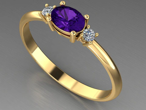 THREE STONES Engagement ring oval 035ct -STL for 3d printing 3D Print Model