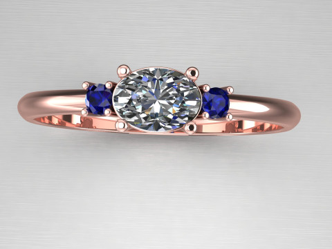 THREE STONES Engagement ring oval 035ct -STL for 3d printing Modèles 3D en vedette