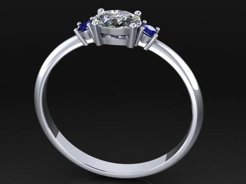 THREE STONES Engagement ring oval 035ct -STL for 3d printing 3D Print Model