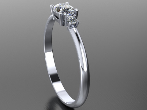 THREE STONES Engagement ring oval 035ct -STL for 3d printing Modèles 3D en vedette