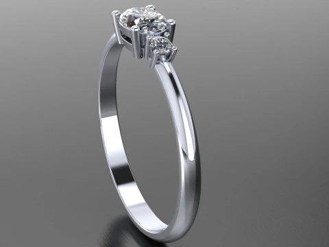 THREE STONES Engagement ring oval 035ct -STL for 3d printing 3D Print Model