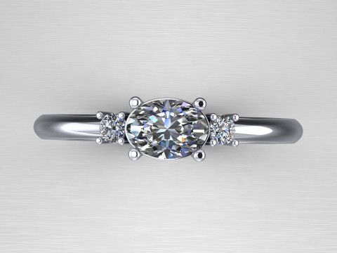 THREE STONES Engagement ring oval 035ct -STL for 3d printing Modèles 3D en vedette