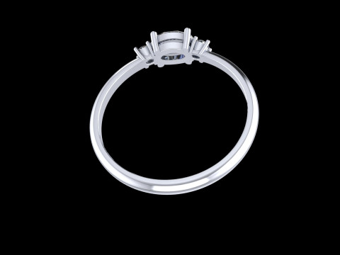 THREE STONES Engagement ring oval 035ct -STL for 3d printing Modèles 3D en vedette