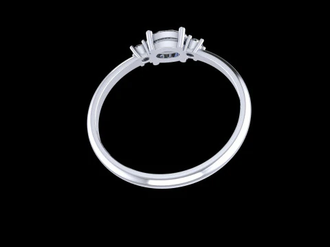 THREE STONES Engagement ring oval 035ct -STL for 3d printing 3D Print Model