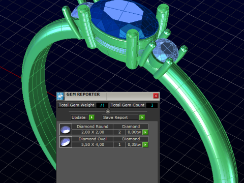 THREE STONES Engagement ring oval 035ct -STL for 3d printing Modèles 3D en vedette