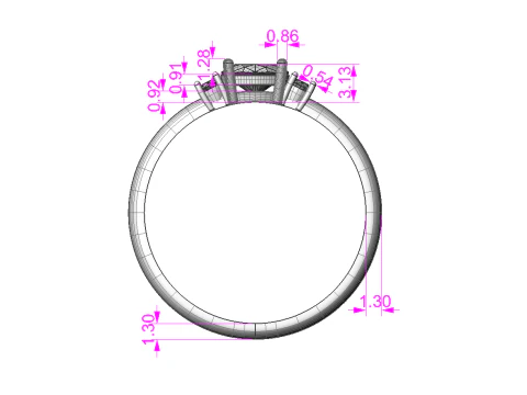 THREE STONES Engagement ring oval 035ct -STL for 3d printing 3D Print Model