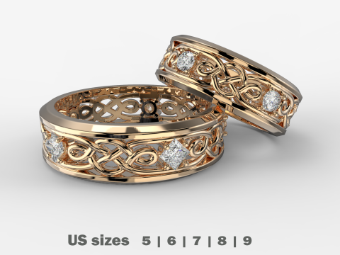 Pattern wedding band ring- STL 3d cad file 3D 打印模型