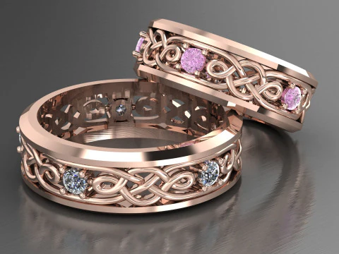 Pattern wedding band ring- STL 3d cad file 3D Print Model