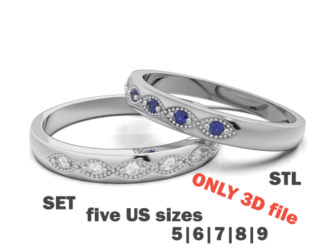 Printable wedding band ring- STL 3d file Modello 3D