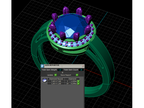 Printable HALO ring- Diamond-74mm -STL for 3d printing Modelo 3D