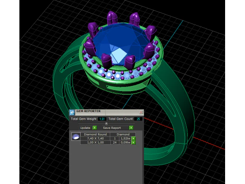 Printable HALO ring- Diamond-74mm -STL for 3d printing 3D Model