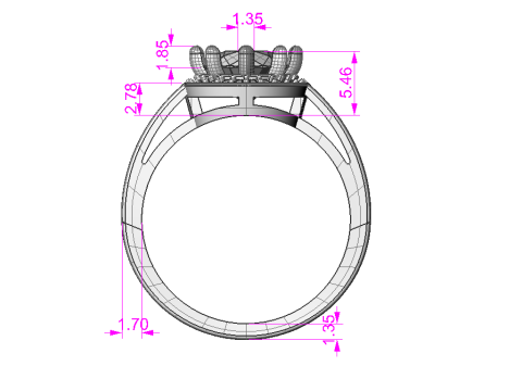 Printable HALO ring- Diamond-74mm -STL for 3d printing Modelo 3D