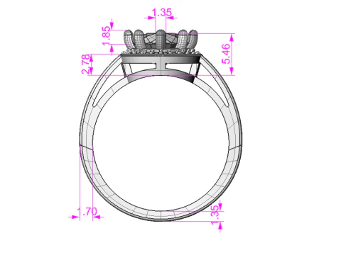 Printable HALO ring- Diamond-74mm -STL for 3d printing 3D Model