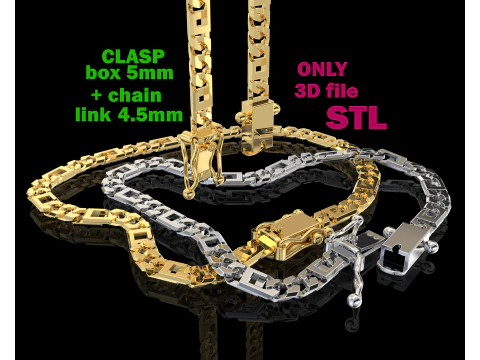 Шкатулка с застежкой для украшений 5мм и звеном 45мм для печати STL 3D Модель