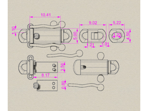Jewelry Clasp box 5mm and link 45mm printable STL 3D Модель