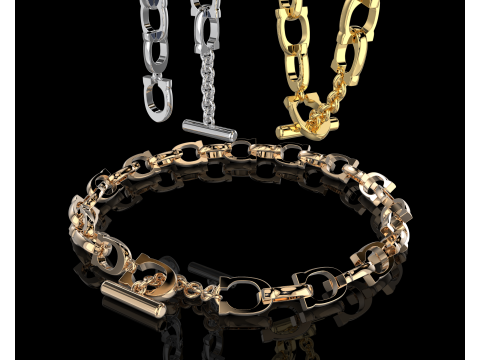 Jewelry chain link horseshoe and simple clasp 6mm printable STL 3D Model