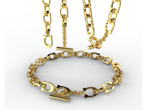 Jewelry chain link horseshoe and simple clasp 6mm printable STL 3D Model