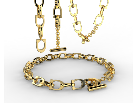Jewelry chain link horseshoe and simple clasp 6mm printable STL 3D Model