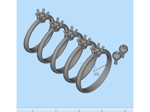 Printable jewelry Ring 4 Types crown for princess 3D Model