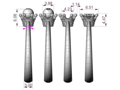 Printable jewelry Ring 4 Types crown for princess 3D Model