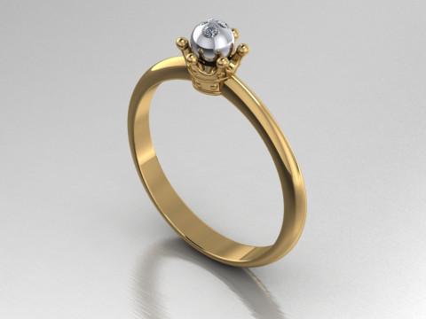 Printable jewelry Ring 4 Types crown for princess 3D Model