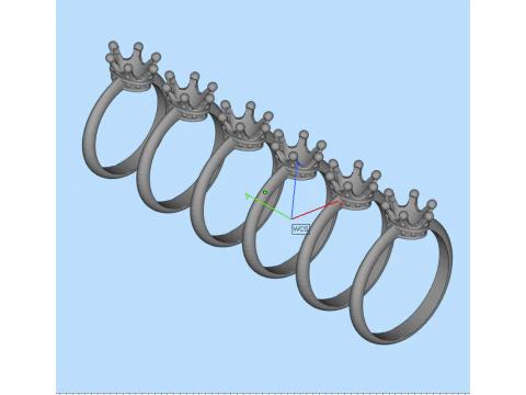 Jewelry Ring princess crown with oval 8x6 Printable STL 3D Model