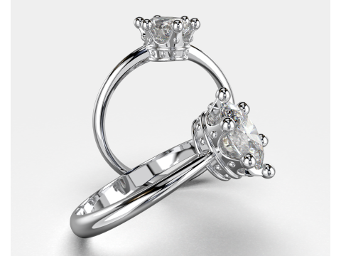 Jewelry Ring princess crown with oval 8x6 Printable STL Model 3D