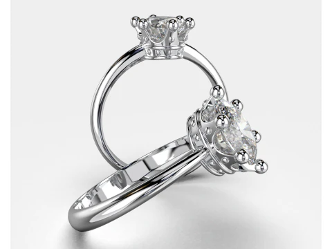 Jewelry Ring princess crown with oval 8x6 Printable STL 3D Model