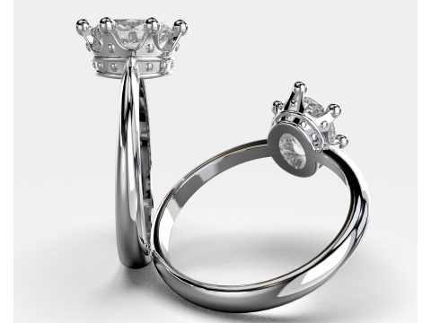 Jewelry Ring princess crown with oval 8x6 Printable STL Model 3D