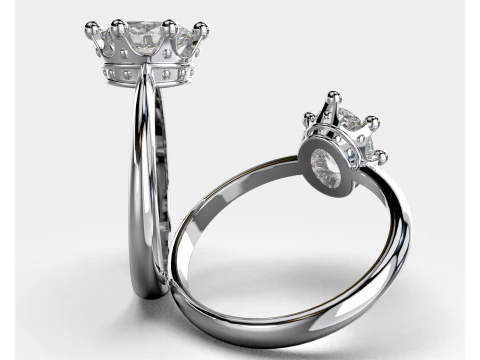 Jewelry Ring princess crown with oval 8x6 Printable STL 3D Model