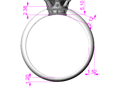 Jewelry Ring princess crown with oval 8x6 Printable STL Model 3D