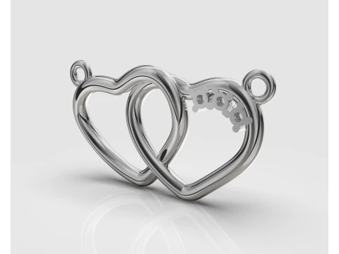 Ювелірне намисто-підвіска 2 СЕРЦЯ 3 камені - Printable STL 3D Модель