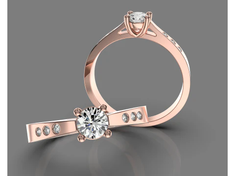 Classic Engagement Ring with 03ct Printable STL 3D Model