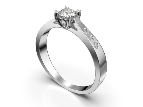Classic Engagement Ring with 03ct Printable STL 3D Model